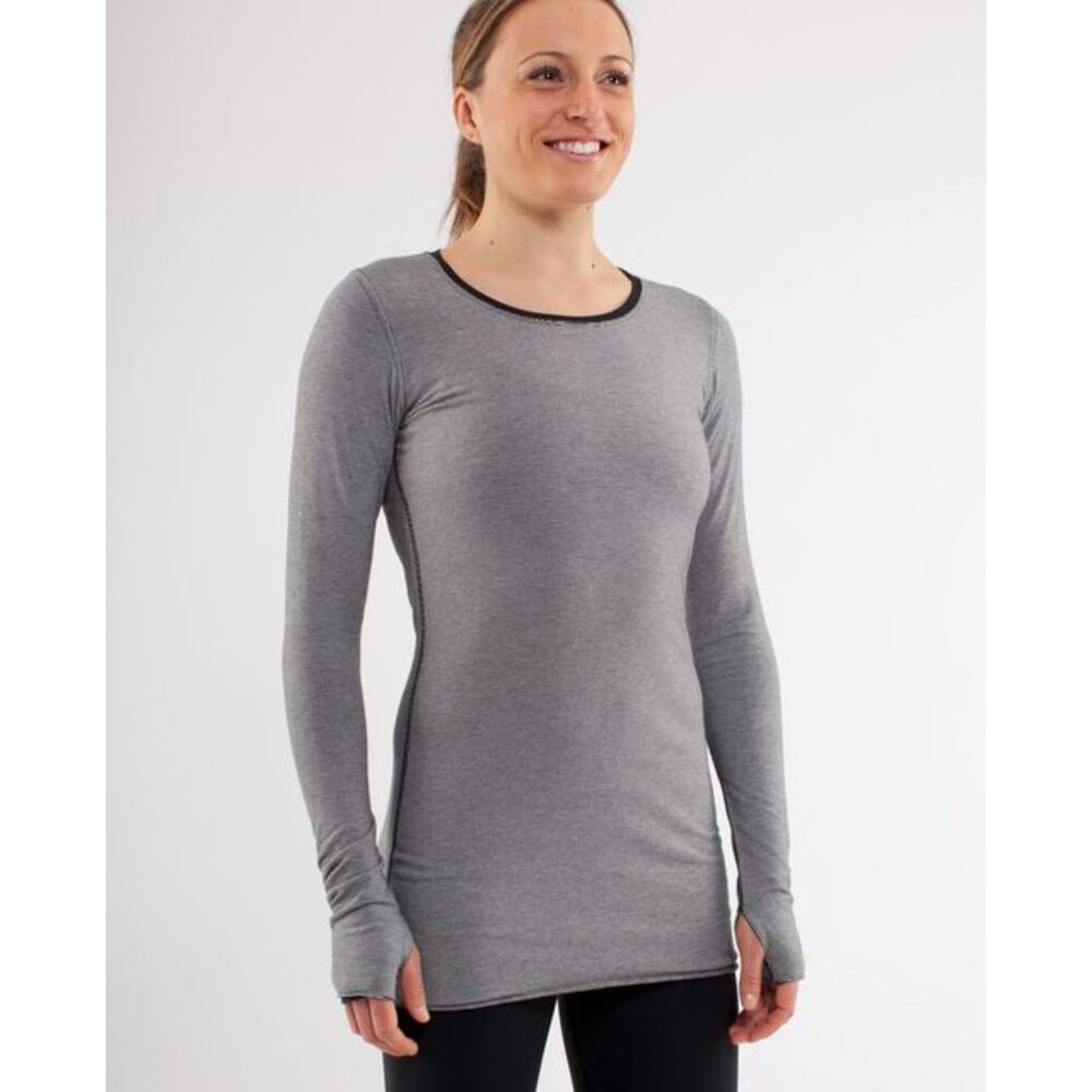 Lululemon Every Yogi Striped Black/Gray Reversible Long Sleeve Top Activewear 6